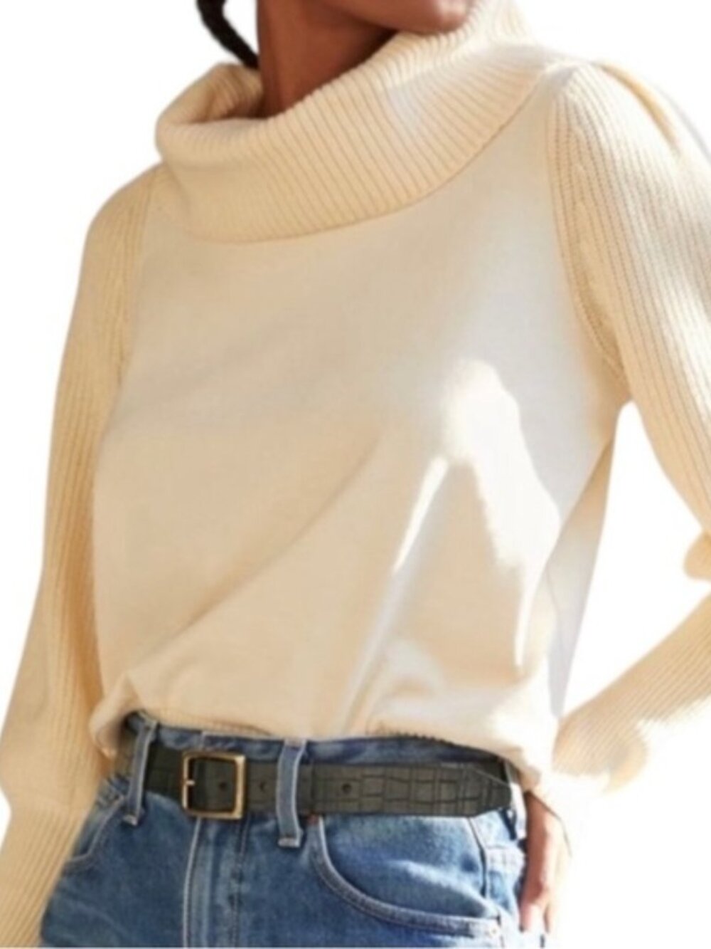 Dolan Anthropologie Cream Cowl Neck Top Sweater Medium